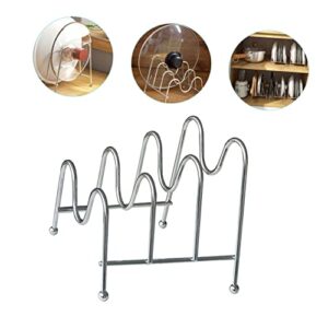 Alipis Accessory Lid Cutting Plates Holder Kitchen For Cookware Storage Steel Dish Pan Holding Drying Plate Organizer Drainer Board Saucepans Wok Pantry Rack Stainless Cup Rest Cupboard