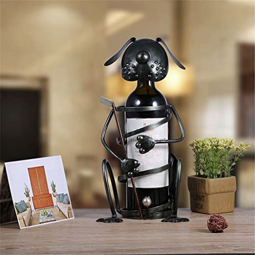 DOUBA Puppy Wine Rack with Golf Iron Animal Figurine Creative Wine Holder Practical Ornament Craft Gift Table Craft Decoration