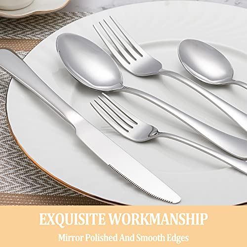 30 Piece Silverware Set Service for 6,Premium Stainless Steel Flatware Set,Mirror Polished Cutlery Utensil Set,Durable Home Kitchen Eating Tableware Set,Include Fork Knife Spoon Set,Dishwasher Safe
