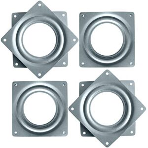 4 pack 4 inch square lazy susan turntable bearings hardware small rotating bearing plate with 150 pound capacity (silver-4 inch)