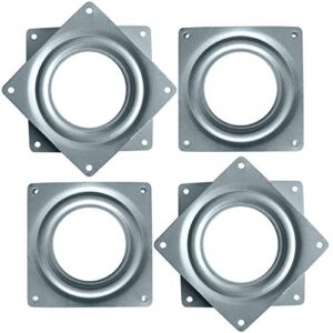 4 Pack 4 Inch Square Lazy Susan Turntable Bearings Hardware Small Rotating Bearing Plate with 150 Pound Capacity (Silver-4 Inch)