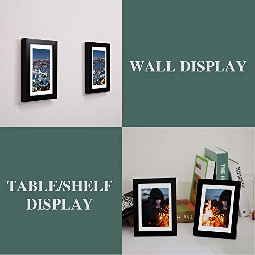 upsimples 5x7 Picture Frame Set of 10, Display Pictures 4x6 with Mat or 5x7 Without Mat, Multi Photo Frames Collage for Wall or Tabletop Display, Black