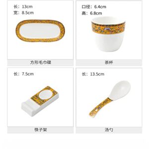 LLLY Cutlery Set Dinner Plate Dishes Tableware Holder Napkin Buckle Combination Table Decoration