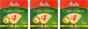 melitta cone coffee filters, natural brown #4, 100 count (pack of 3)
