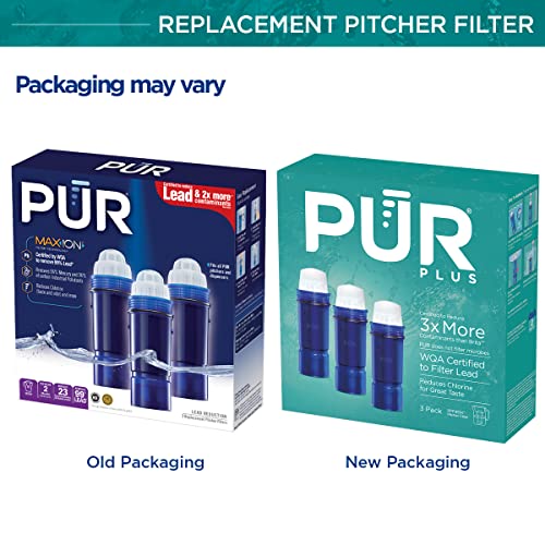 PUR PLUS Water Pitcher Replacement Filter with Lead Reduction (3 Pack), Blue â€“ Compatible with all PUR Pitcher and Dispenser Filtration Systems