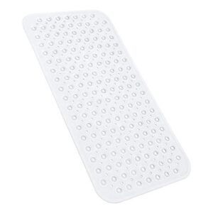 yinenn bath tub shower stall mats 31×15.5 inch non-slip and latex free, bathtub mat with suction cups, machine washable bathroom mats with drain holes (clear)