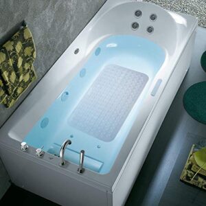 YINENN Bath Tub Shower Stall Mats 31x15.5 Inch Non-Slip and Latex Free, Bathtub Mat with Suction Cups, Machine Washable Bathroom Mats with Drain Holes (Clear)