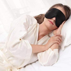 Alaska Bear Silk Sleep Mask and Cloud Soft Eye Cover for Sleeping Organic Mulberry Silk Genuine, Naturally Hypoallergenic & Non-Absorbent, Gender-Neutral (Black)