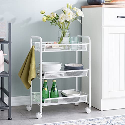 MIAOHY Kitchen Bathroom Bathroom Shelf Metal Trolley with Wheels Three-Layer Storage Rack Hook Trolley (Color : E, Size : 1)