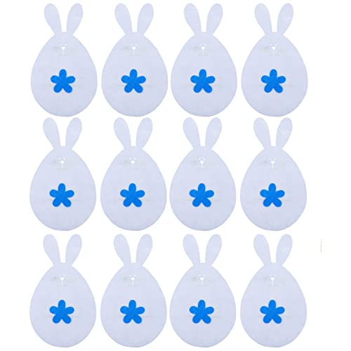 ABOOFAN Easter Silverware Holders 12pcs Easter Bunny Cutlery Bag Flatware Pouch Fork Spoon Chopsticks Utensil Bags Easter Dinner Decorations Blue