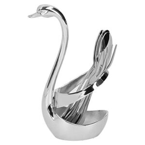 plplaaoo Swan Spoon Holder with Fork Spoon, Stylish Tableware Storage Holder, Creative Swan Spoon Rack with Stainless Steel Fork Spoon, Kitchen Tableware Set for Kitchen