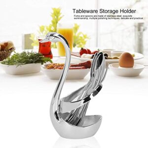 plplaaoo Swan Spoon Holder with Fork Spoon, Stylish Tableware Storage Holder, Creative Swan Spoon Rack with Stainless Steel Fork Spoon, Kitchen Tableware Set for Kitchen