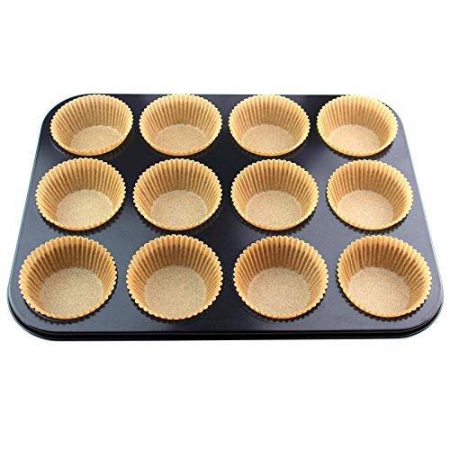 Eoonfirst Standard Size Baking Cups Food-Grade Greaseproof Paper Cupcake Liners 200 Pcs (Natural)