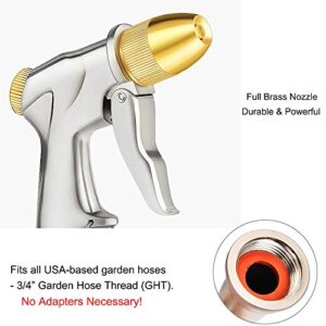 FANHAO Upgrade Garden Hose Nozzle Sprayer, 100% Heavy Duty Metal Handheld Water Nozzle High Pressure in 4 Spraying Modes for Hand Watering Plants and Lawn, Car Washing, Patio and Pet