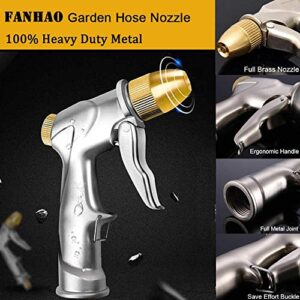 FANHAO Upgrade Garden Hose Nozzle Sprayer, 100% Heavy Duty Metal Handheld Water Nozzle High Pressure in 4 Spraying Modes for Hand Watering Plants and Lawn, Car Washing, Patio and Pet