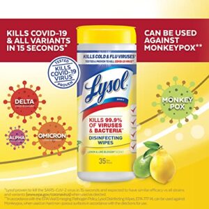 Lysol Disinfectant Wipes, For Disinfecting, Deodorizing, and Cleaning, Lemon & Lime Blossom, 35ct