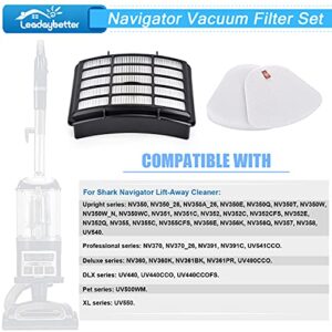 2 HEPA + 4 Foam & Felt Filters for Shark Navigator Lift-Away NV350, NV351, NV352, NV355, NV356E, NV357, NV360, NV370, NV391, UV440, UV490, UV540, Compare to Part # XFF350 & XHF350 Replacement Filter…