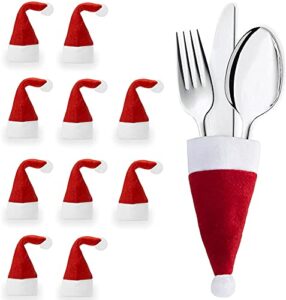 msq christmas decorations table decorations 8pcs christmas knife and fork covers red christmas caps cutlery holder santa hat xmas party dinner novelty decorations best for thanksgiving day/christmas