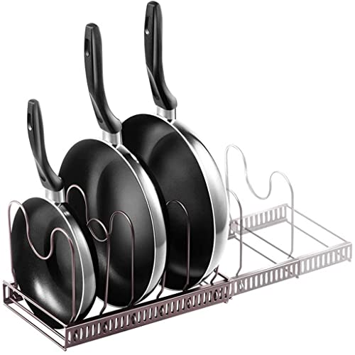 DOUBA 7 Tires Pan and Pot Lid Organizer Expandable Pan and Pot Organizer Rack Kitchen Cabinet Countertop Bakeware Lid Holder