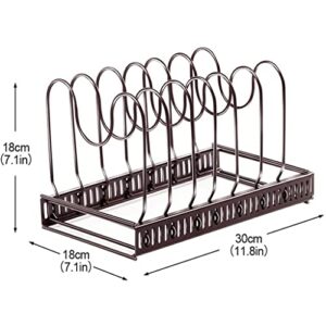 DOUBA 7 Tires Pan and Pot Lid Organizer Expandable Pan and Pot Organizer Rack Kitchen Cabinet Countertop Bakeware Lid Holder