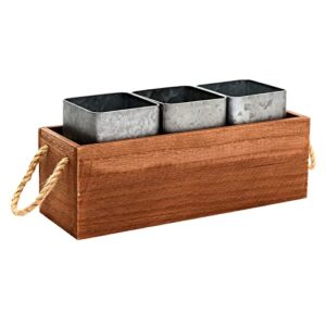 Farmhouse Galvanized Utensil Holder with 3 Compartments (12.6 x 4.5 x 5.3 In)