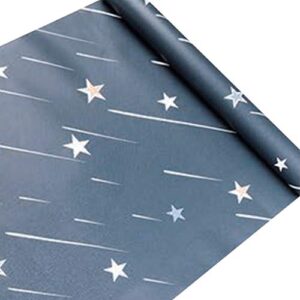 hoyoyo meteor peel and stick shelf liner paper, blue stars self-adhesive liner drawer cabinets surface bedroom wall art decoration 17.8 x 118 inch