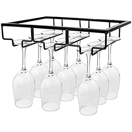 Onestep Club | 2 Wine Glass Holder Under Cabinet Screw Mounted with 2 Corkscrew Bottle Opener Glass Storage Rack for Kitchen Restaurant Undermount Metal Organizer Glasses Storage Hanger Black