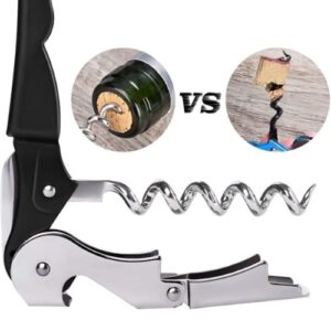 Onestep Club | 2 Wine Glass Holder Under Cabinet Screw Mounted with 2 Corkscrew Bottle Opener Glass Storage Rack for Kitchen Restaurant Undermount Metal Organizer Glasses Storage Hanger Black