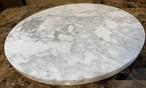 advanced furniture 12” round white marble lazy susan turntable tray