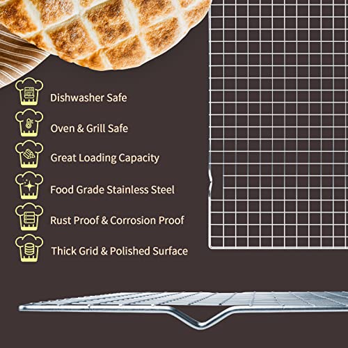 Cooling Rack for Baking 2-Pack, 16x10 Inches Baking Rack, Thick Wire Cookie Rack for Cooking, Roasting, Grilling, Drying, Oven Safe, Fits Half Sheet Pan