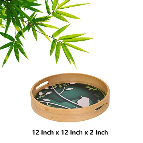 12 Inch Lazy Susan Organizer, Bamboo Lazy Susan Turntable for Cabinet, Durable and Noiseless Turntable Organizer