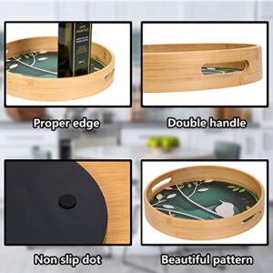 12 Inch Lazy Susan Organizer, Bamboo Lazy Susan Turntable for Cabinet, Durable and Noiseless Turntable Organizer