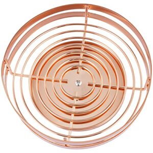 MyGift Modern Copper Tone Metal Wire Spice Rack Round Turntable, Lazy Susan Seasoning and Condiment Holder Spinning Rack, Pantry Organizer Tabletop Revolving Tray