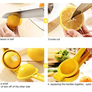 Manual Juicer Citrus Lemon Squeezer,Fruit Juicer Lime Press Metal,Professional Hand Juicer Kitchen Tool(yellow）