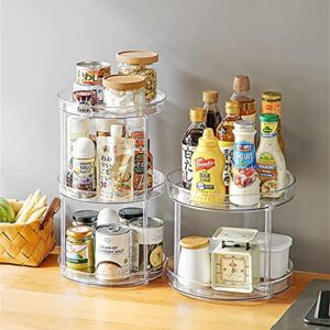 Amasses 2 Tier Clear Lazy Susan Organizer, 360 Degree Rotating Round Lazy Susan Turntable 9" Non-Skid Rotating Organization Storage Container for Kitchen, Cabinet, Pantry