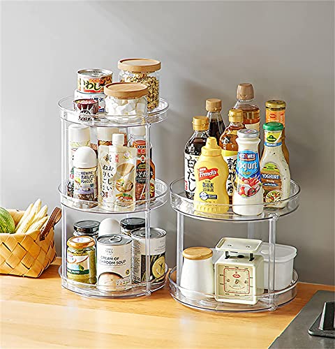 Amasses 2 Tier Clear Lazy Susan Organizer, 360 Degree Rotating Round Lazy Susan Turntable 9" Non-Skid Rotating Organization Storage Container for Kitchen, Cabinet, Pantry