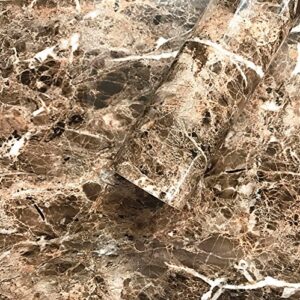 yija dark brown granite look marble gloss film vinyl counter top peel and stick wall decal self adhesive 15.6in by79in