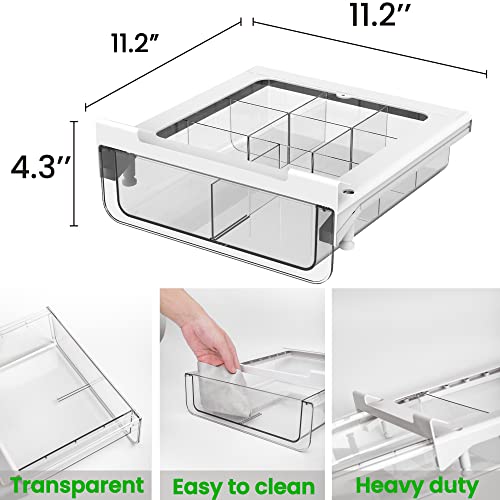 vacane Clear Under Shelf Drawer Organizer, Under Cabinet Shelf Hanging Storage Easy to Install, Bpa-Free Plastic Storage for Closet Kitchen Pantry Cupboard