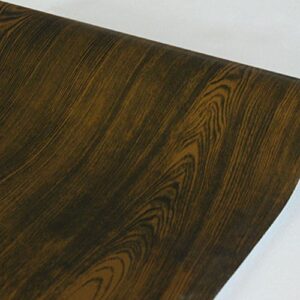 Yifely Dark Brown Walnut Wood Grain Countertop Decor Paper Self-Adhesive Shelf Liner Door Sticker 17.7 Inch by 9.8 Feet