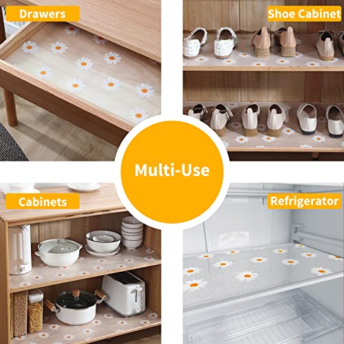 9PCS Refrigerator Liners,Daisy Refrigerator Mats Liners for Shelves Washable, Cuttable Refrigerator Liner,Drawer Table Mats, Placemats(Flowers)