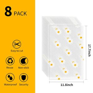 9PCS Refrigerator Liners,Daisy Refrigerator Mats Liners for Shelves Washable, Cuttable Refrigerator Liner,Drawer Table Mats, Placemats(Flowers)