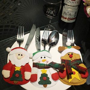 LERTREE 6PCS Christmas Fork Spoon Pocket Tableware Decoration Knife Fork Holder Table Dinner Decor