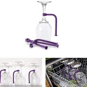 Stemware Saver,Silicone Wine Glass Holder,4 Flexible Dishwasher Attachments Set for Wine or Champagne Glasses (Purple), PIBM