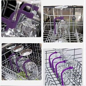Stemware Saver,Silicone Wine Glass Holder,4 Flexible Dishwasher Attachments Set for Wine or Champagne Glasses (Purple), PIBM