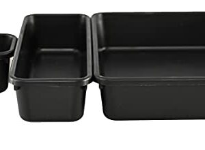 HOME-X Connecting Organizer Trays, Set of Interlocking Adjustable Trays for Organizing Office Supplies and Kitchen Utensil Drawers, Set of 8, 3 Sizes, Black