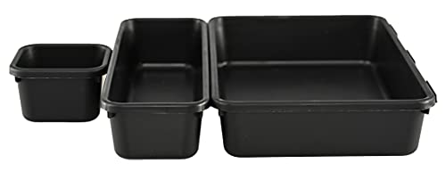 HOME-X Connecting Organizer Trays, Set of Interlocking Adjustable Trays for Organizing Office Supplies and Kitchen Utensil Drawers, Set of 8, 3 Sizes, Black