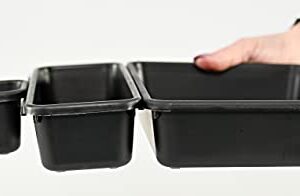 HOME-X Connecting Organizer Trays, Set of Interlocking Adjustable Trays for Organizing Office Supplies and Kitchen Utensil Drawers, Set of 8, 3 Sizes, Black