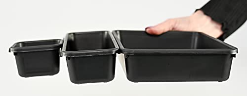 HOME-X Connecting Organizer Trays, Set of Interlocking Adjustable Trays for Organizing Office Supplies and Kitchen Utensil Drawers, Set of 8, 3 Sizes, Black