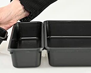 HOME-X Connecting Organizer Trays, Set of Interlocking Adjustable Trays for Organizing Office Supplies and Kitchen Utensil Drawers, Set of 8, 3 Sizes, Black