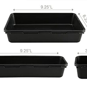 HOME-X Connecting Organizer Trays, Set of Interlocking Adjustable Trays for Organizing Office Supplies and Kitchen Utensil Drawers, Set of 8, 3 Sizes, Black